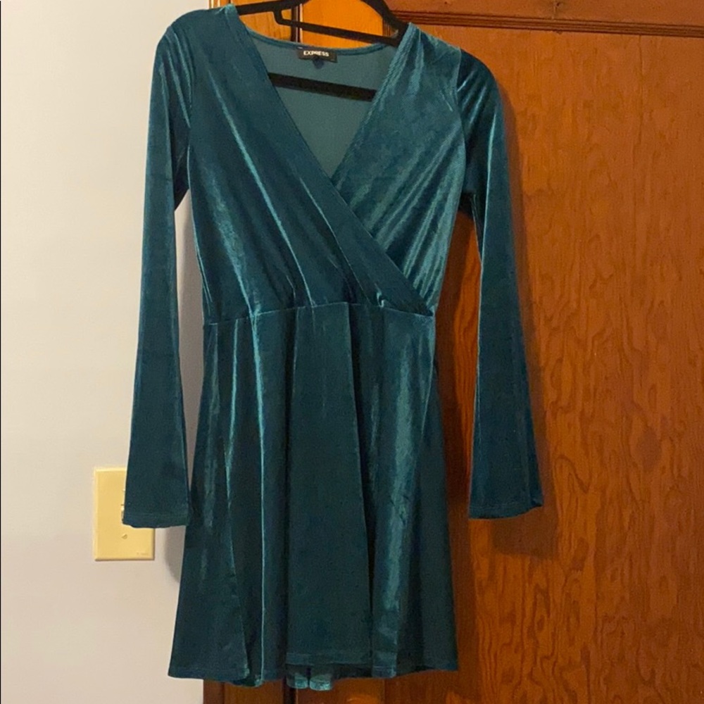 Felt Ribbed Green Dress